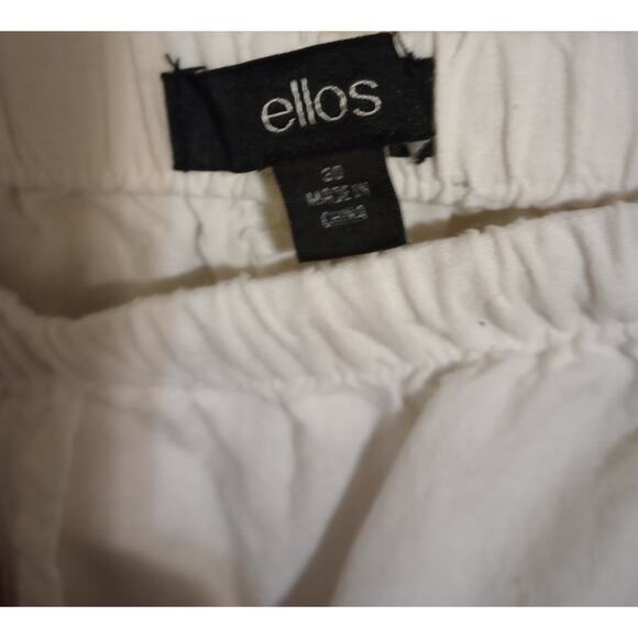 Ellos Elastic Waist Pull Up Wide Leg Drawstring Pants Size 30 White 42"L - Picture 3 of 3